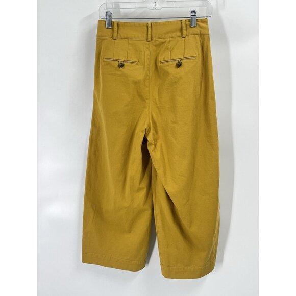 Madewell L0005 Mustard Yellow High Rise Wide Leg Crop Pants Sz 2 - Picture 3 of 5